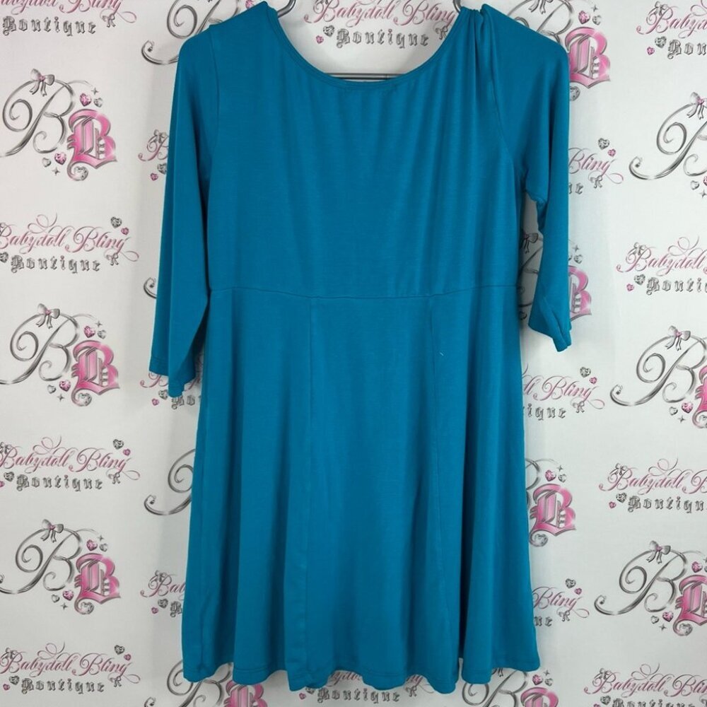 Freebird top peplum long sleeve long style shirt Vibrant Blue Top - Picture 2 of 9